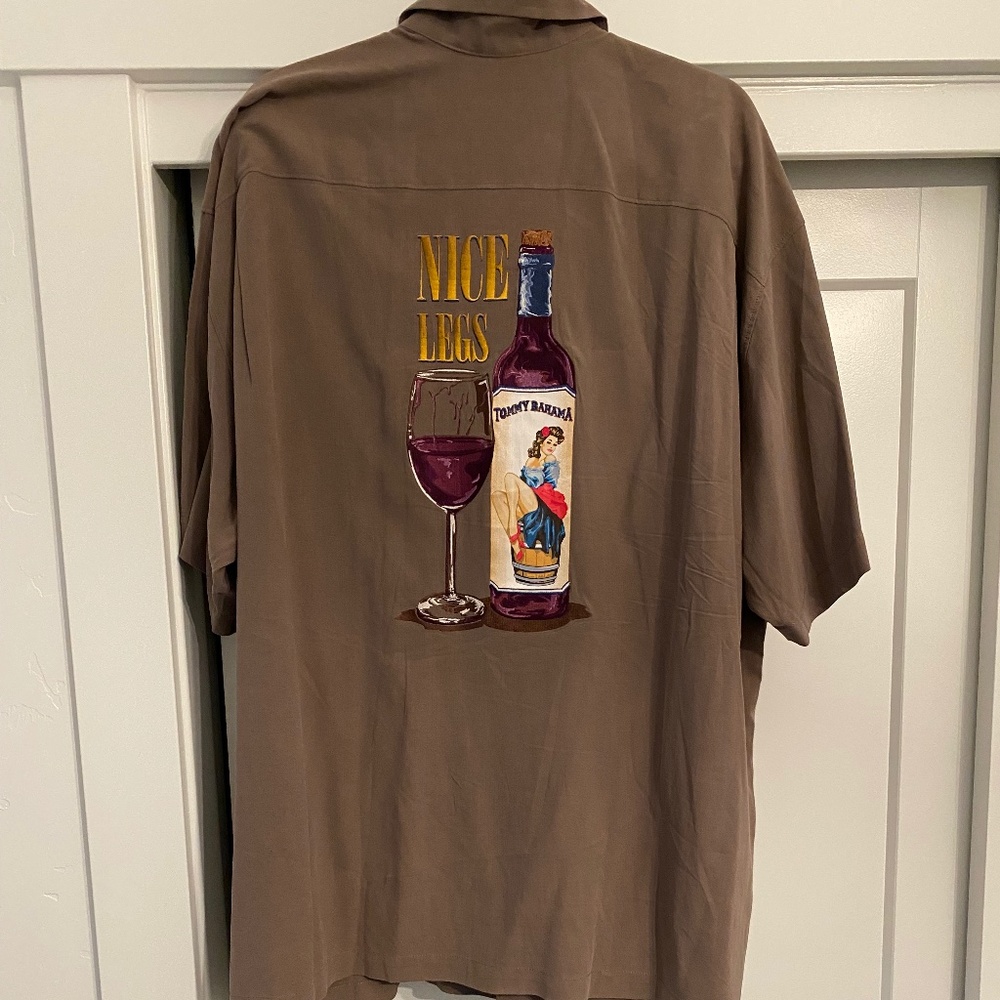 TOMMY BAHAMA "Nice Legs" Short Sleeve Sport Shirt XXL 100% Silk